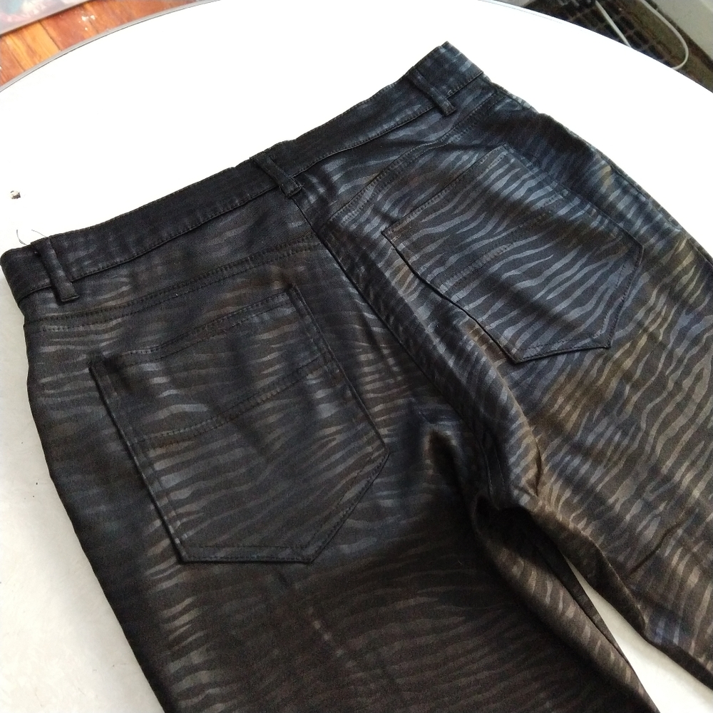Vintage Black Shiny Zebra Animal Stripe Pants
